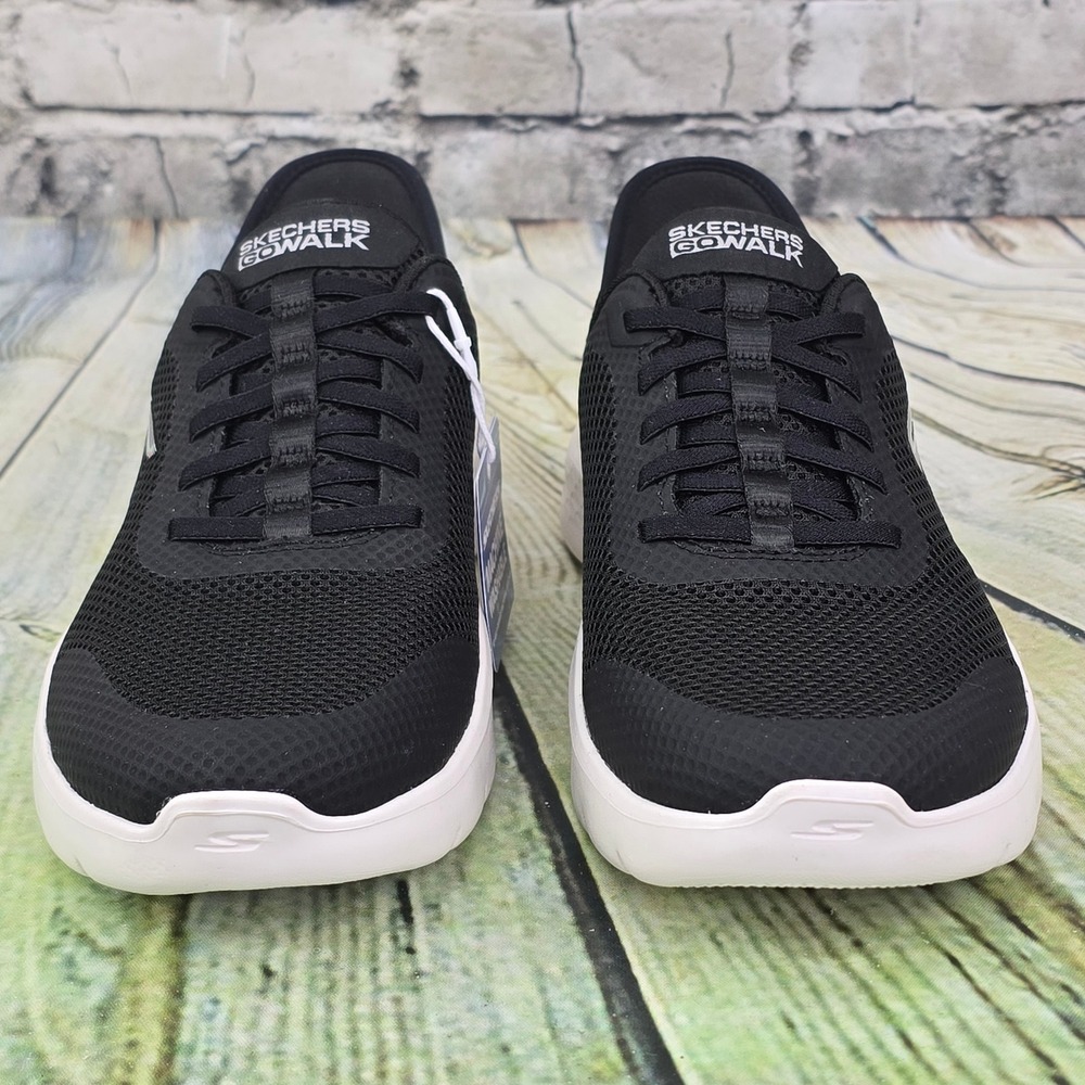 Skechers GoWalk Flex Hands Free Slip-Ins Women 9 Black White Mesh Sneaker 124836 - Picture 4 of 12
